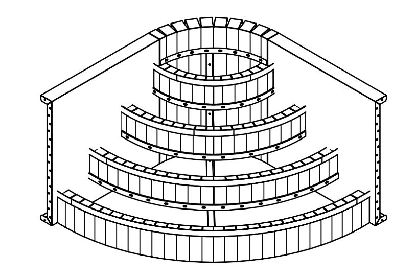 2' Radius Steel Wedding Cake Corner Step 4 Tread 48" (6' x 6')